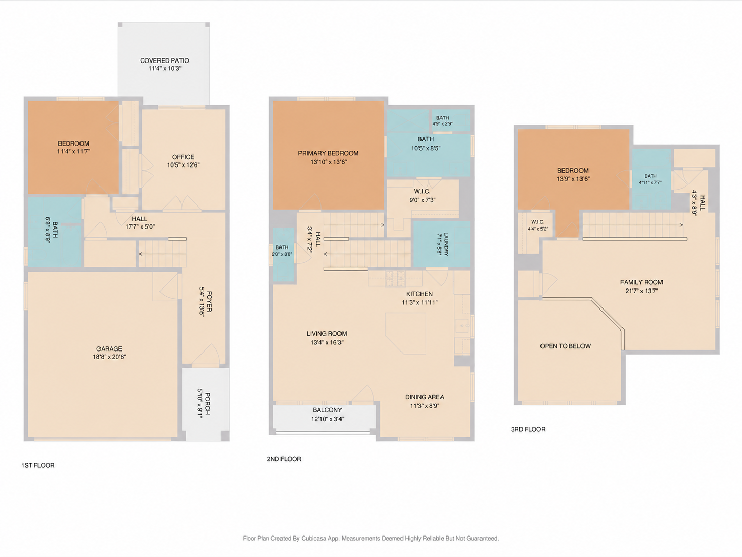 Three-level floor plan for 13805 Zink Bend